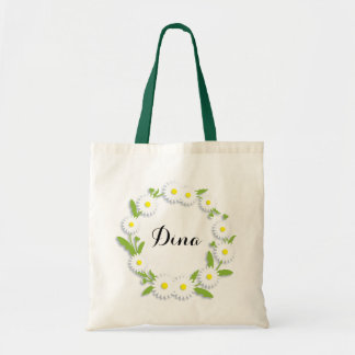 Personalized Daisies Floral Tote Bag
