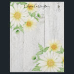 Personalized Daisies Name  Letterhead<br><div class="desc">Personalized business or personal letterhead.  White daisies on a rustic faux wood background.</div>