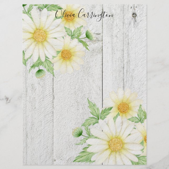 Personalized Daisies Name  Letterhead (Front)