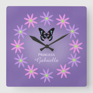 Personalized Daisy And Butterfly Wall Clock