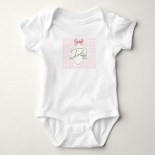 Personalized Daisy Baby Girl Nursery Bow&Gingham Baby Bodysuit