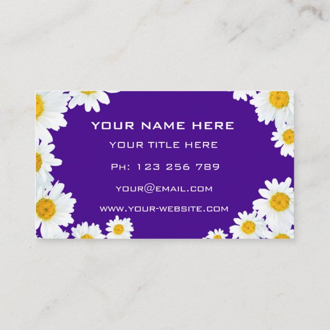 Personalized Daisy Business Cards Your Colors (Back)