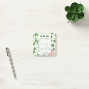 Personalized Daisy & Butterfly To Do List  Post-it Notes