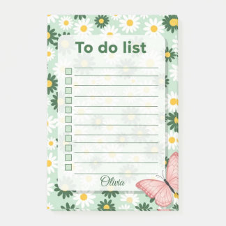 Personalized Daisy & Butterfly To Do List Post-it Notes