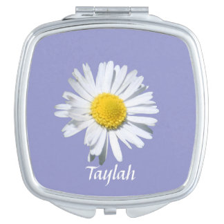 Personalized Daisy Compact in Violet Tulip Mirror For Makeup