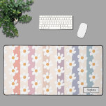 Personalized Daisy Desk Mat<br><div class="desc">This floral desk mat is decorated with hand-drawn white daisies on a pastel striped background.
Easily customizable.
Use the Design Tool to change the text size,  style,  or color.
As we create our artwork you won't find this exact image from other designers.
Original Drawing © Michele Davies.</div>