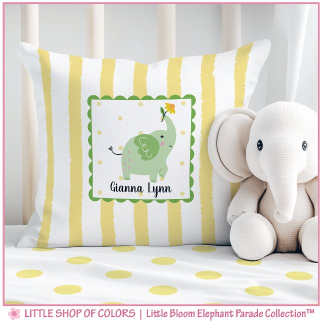 Personalized Daisy Elephant Nursery Throw Pillow (Creator Uploaded)