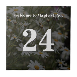 Personalized Daisy Floral House / Apartment Number Ceramic Tile