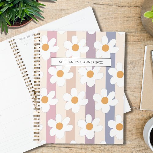 Personalized Daisy Floral Pattern Pastel Planner