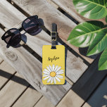 Personalized Daisy Floral Yellow Script Name  Luggage Tag<br><div class="desc">Travel in style and easily spot your bag with this chic and cheerful personalized luggage tag! Featuring a beautiful, hand-drawn white daisy set against a vibrant, sunny yellow background, this tag is perfect for adding a touch of floral elegance to your travels. Your name is elegantly displayed in a modern,...</div>