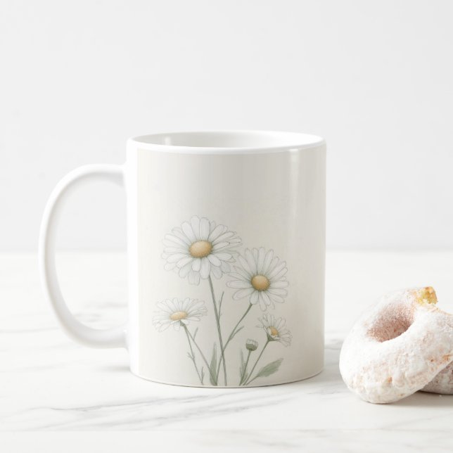 Personalized Daisy Flower  Coffee Mug (With Donut)