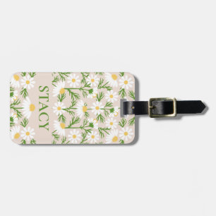 Personalized Daisy Flower Green Luggage Tag
