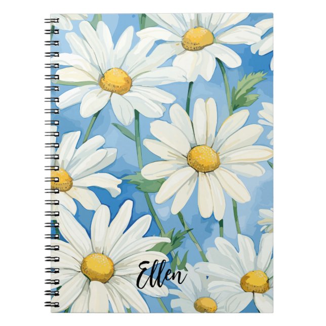 Personalized  Daisy flower Pattern Notebook (Front)