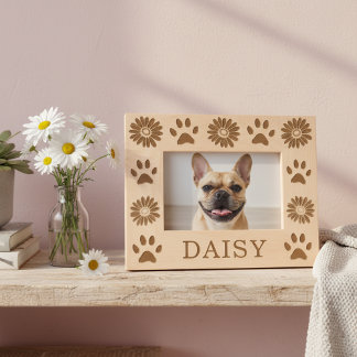 Personalized Daisy Flowers Wooden Pet Photo Frame