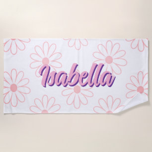 Personalized Daisy Name Beach Towel, Oversized  Towel