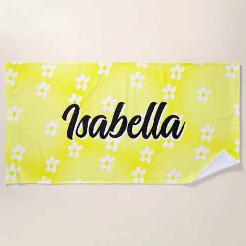Personalized Daisy Name Beach Towel, Oversized  Towel