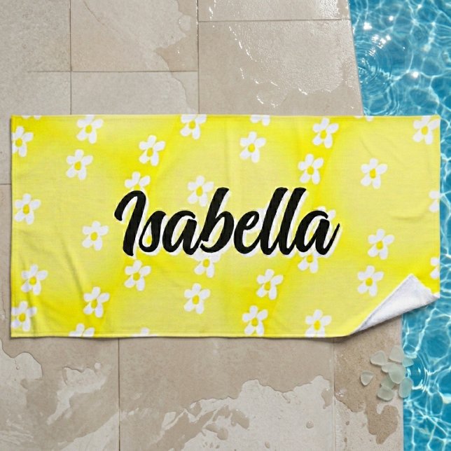 Personalized Daisy Name Beach Towel, Oversized  Towel (Creator Uploaded)
