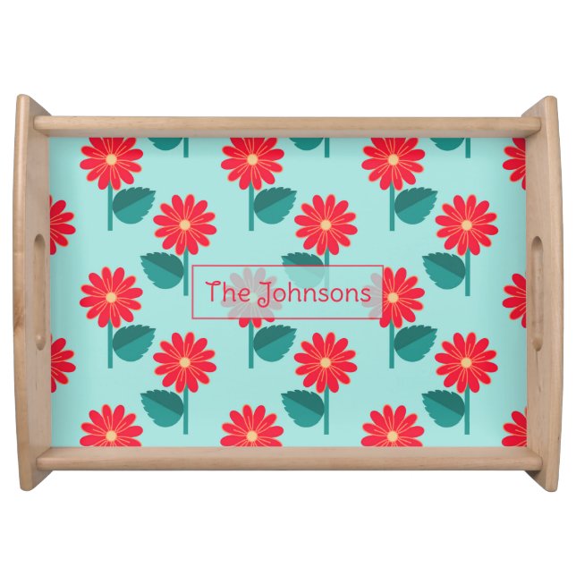 Personalized Daisy Pattern  Serving Tray (Front)