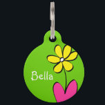 Personalized Daisy Pet Tag - Green/Pink<br><div class="desc">This cute daisy pet tag is perfect to attach to that new spring collar. Personalize it with your pet's name on the front and on the back. Also, the back has a place for your contact information in case your pet gets lost. To change the background colors or font, just...</div>