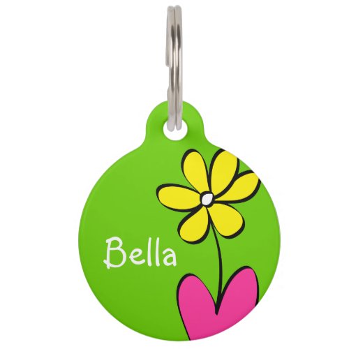 Personalized Daisy Pet Tag _ GreenPink