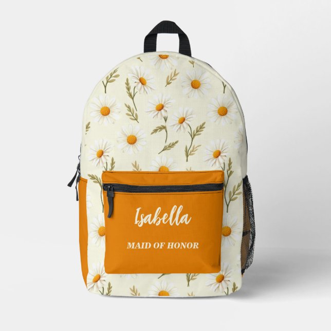 Personalized Daisy Printed Backpack (Front)
