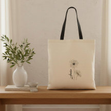 Personalized Daisy Tote Bag with Name