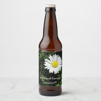 Personalized Daisy Wedding Beer Bottle Label