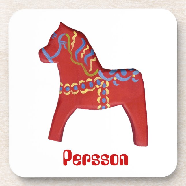 Personalized Dala Horse Coaster Set (Front)