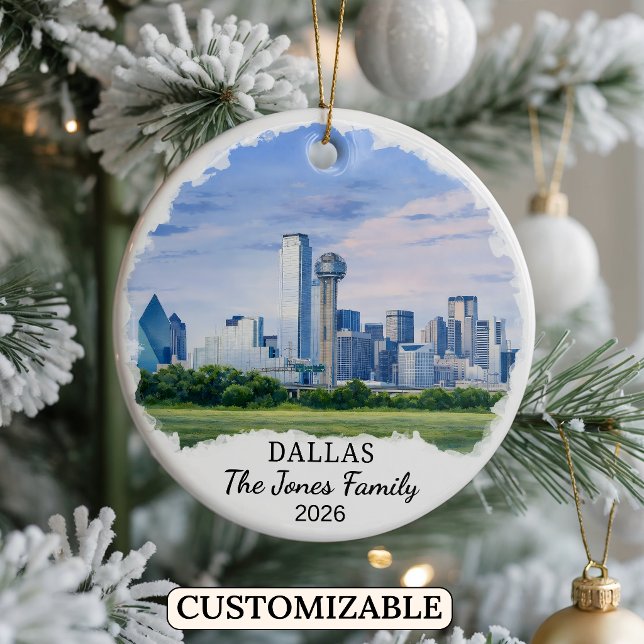 Personalized Dallas Ornament, Custom Texas Ceramic Ornament (Creator Uploaded)