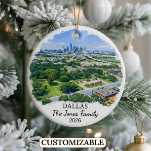 Personalized Dallas Ornament, Custom Texas Ceramic Ornament