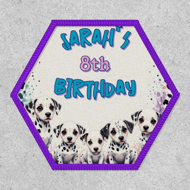 Personalized Dalmatian Birthday Party Hexagon Patch (Front)