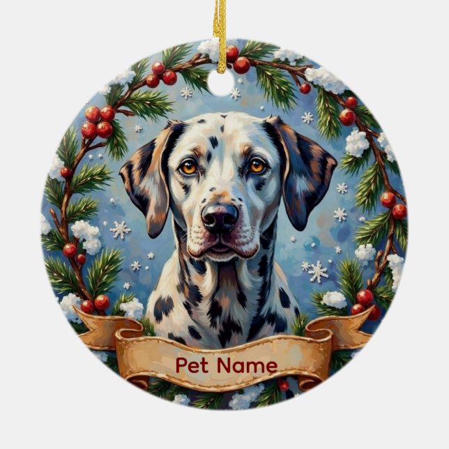 Personalized Dalmatian Christmas Ceramic Ornament (Back)