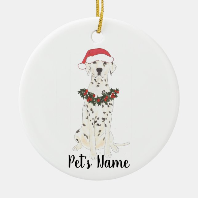 Personalized Dalmatian Christmas Ceramic Ornament (Front)