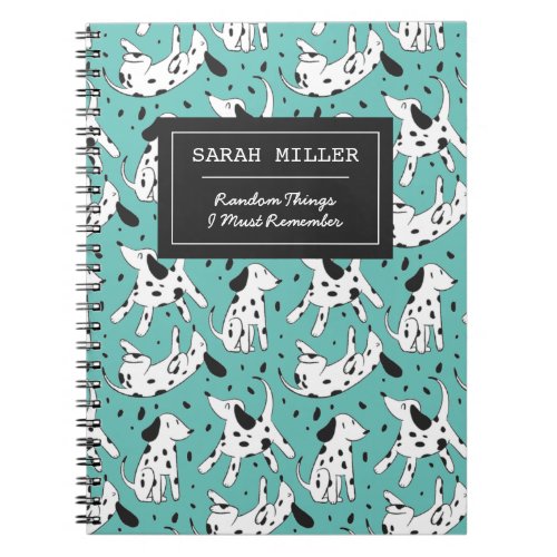 Personalized Dalmatian Doodle Pattern Dog Lover Notebook