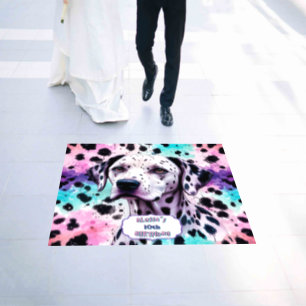 Personalized Dalmatian Pastel Watercolor Birthday Floor Decals