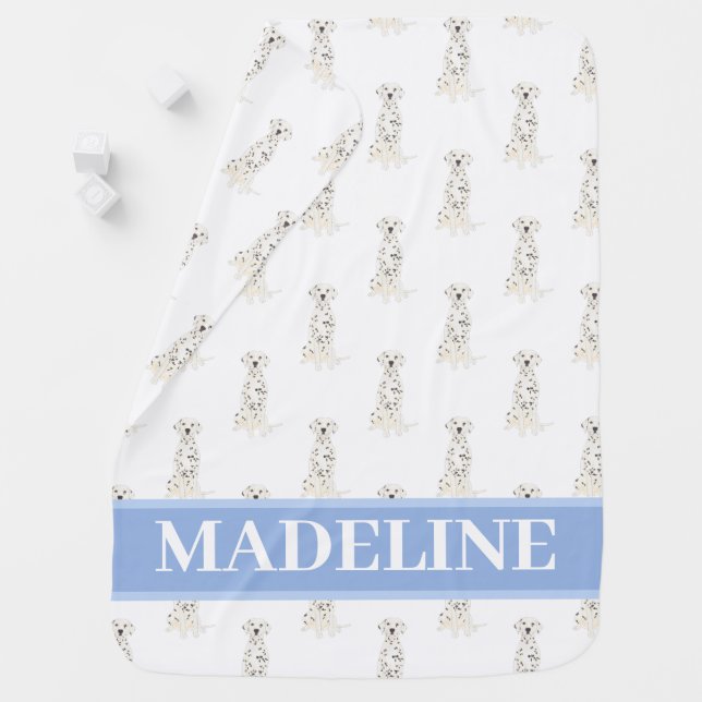 Personalized Dalmatian Pink Baby Blanket (In Situ)
