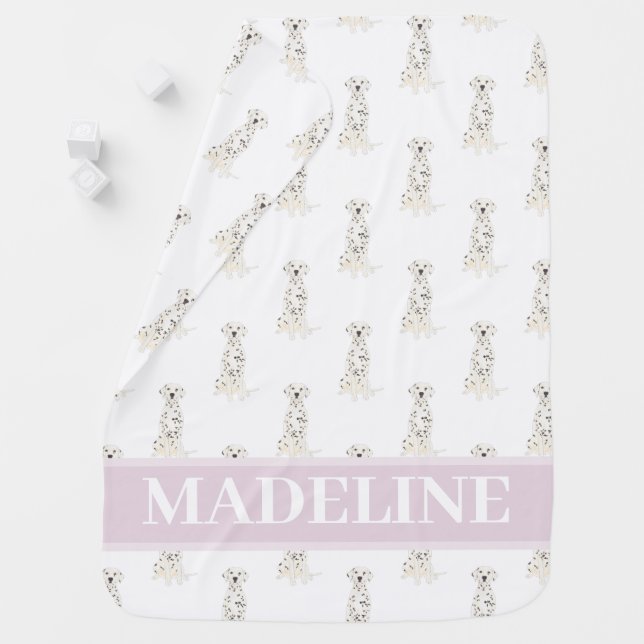 Personalized Dalmatian Pink Baby Blanket (In Situ)