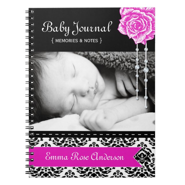 Personalized Damask Baby Journal (Front)