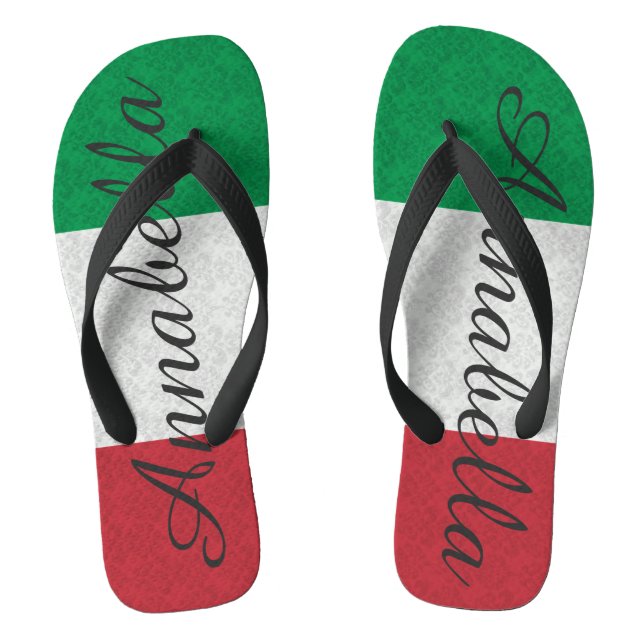 Personalized Damask Italian Flag Flip Flops (Footbed)