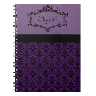 Personalized Damask Notebook - Purple