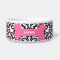 Personalized damask pink dog bone pet food bowl
