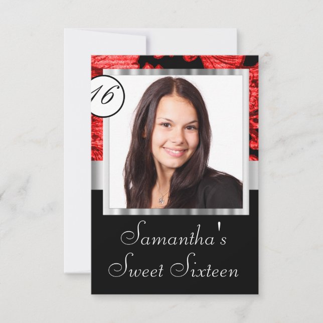 Personalized damask sweet sixteen invitation (Front)