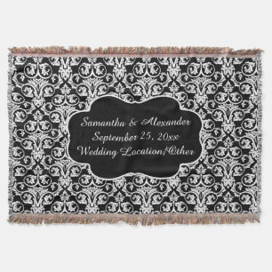 Personalized Damask Wedding Custom Keepsake Throw Throw Blanket