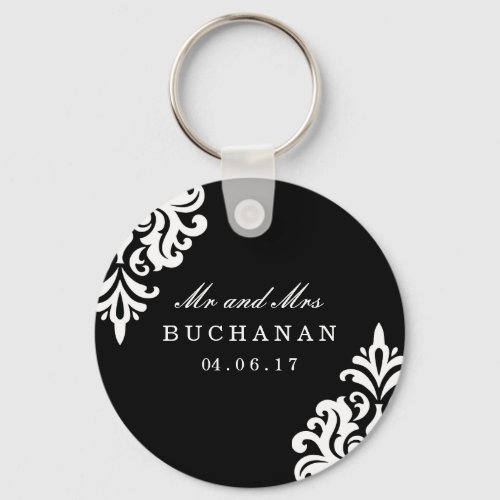 Personalized Damask Wedding Keepsake Keychain