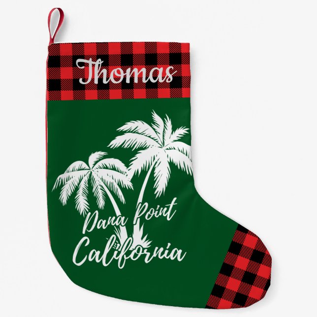 Personalized Dana Point California Palm Trees Small Christmas Stocking (Front)