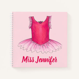 Personalized Dance Ballet Teacher Pink Tutu Gift Notebook