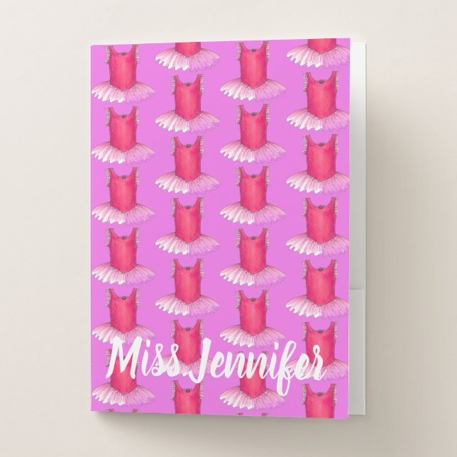 Personalized Dance Ballet Teacher Pink Tutu Gift Pocket Folder (Front)