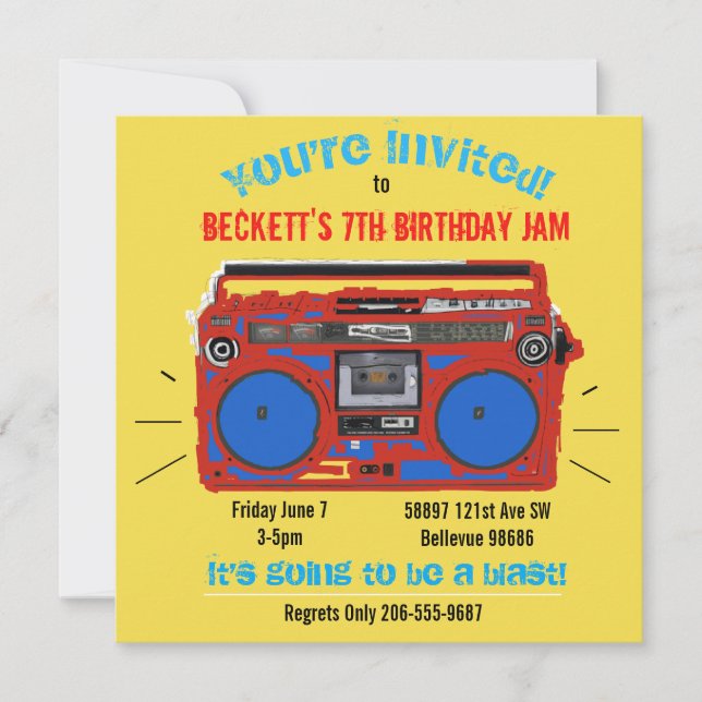 Personalized Dance Party birthday invite (Front)