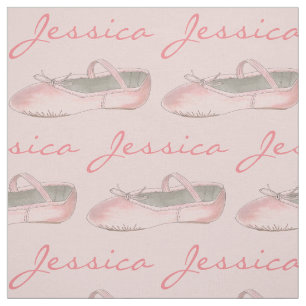 Personalized Dance Pink Ballet Slipper Ballerina Fabric