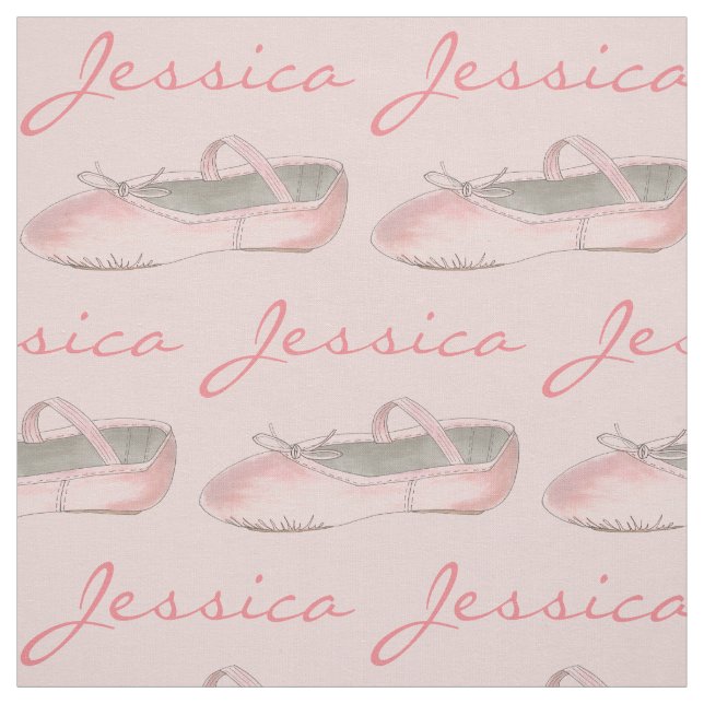 Personalized Dance Pink Ballet Slipper Ballerina Fabric (Swatch)